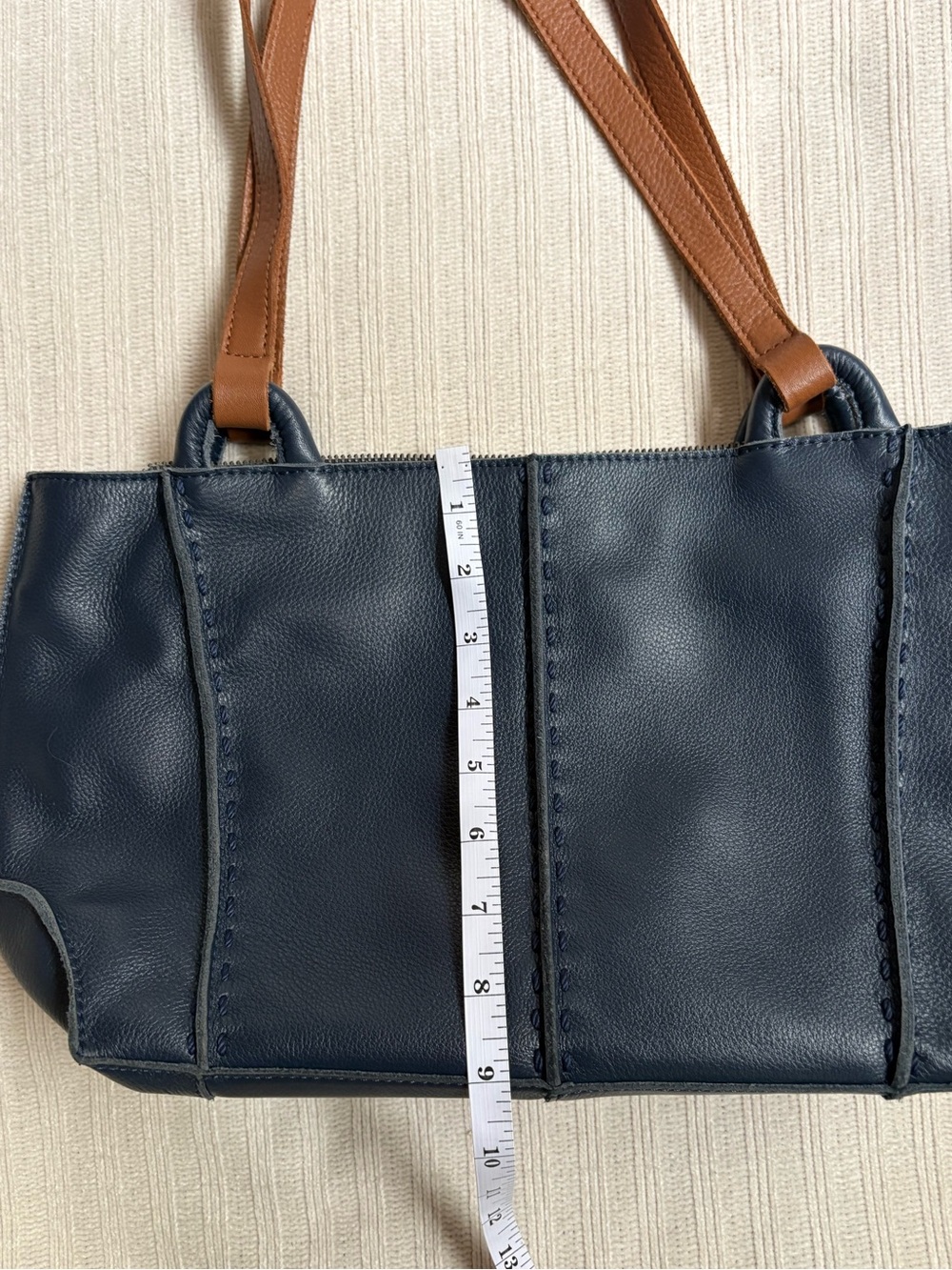 The Sak Indigo Satchel Tote Bag with Brown Handles - Picture 8 of 14
